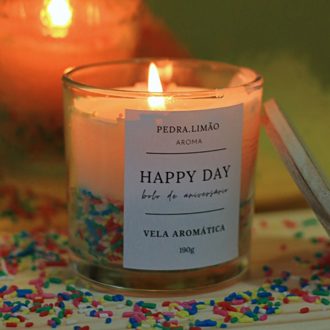 Vela aromática Happy Day - Bolo de Aniversário